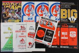 Collection of Gt Britain and Wales Rugby League Test Match Programmes from the 1970s and 1992 (12) -