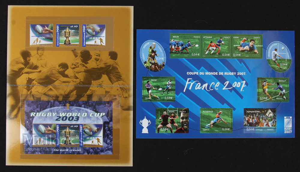 RWC Rugby Postage Stamps etc (Qty): Super stamps, from RWC 2007 in France, a special souvenir
