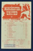 1941/42 Manchester Utd v Wrexham war league north match programme, 6 December 1941 single sheet; has