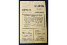1935/36 Harwich & Parkeston v Chelmsford Eastern Counties League football programme 11 January; name