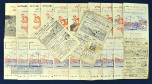 Selection of Wigan Rugby League Home Programmes from 1950-69 features 50 Wigan v Leigh, 52 Wigan v