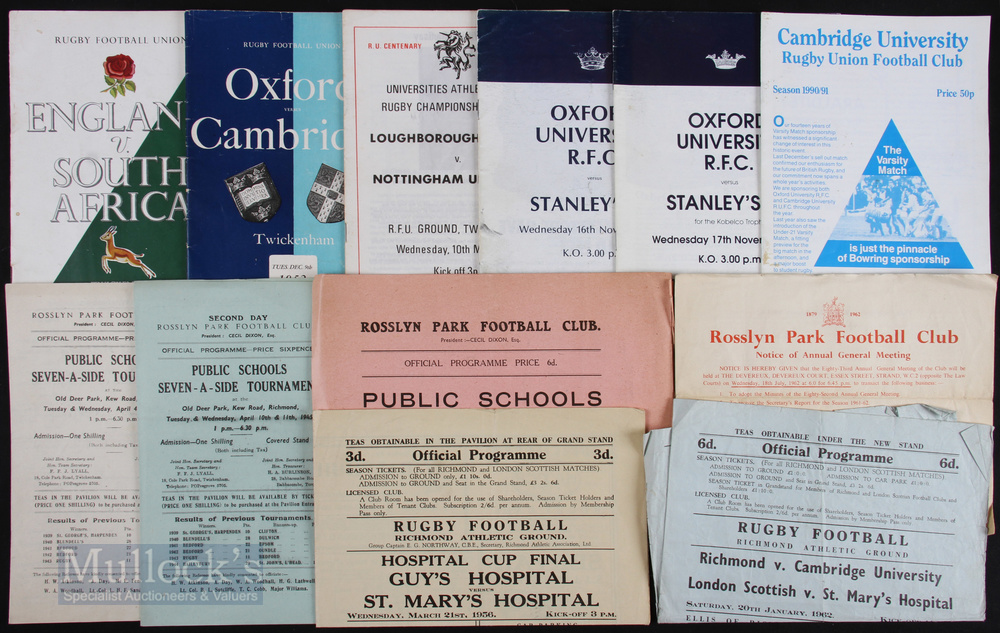 1942-1993 Special Rugby Programmes etc in England (12): Rosslyn Park Public Schools Sevens 1942, '44