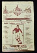 1951/52 Hearts A v Leith Athletic Scottish 2nd XI Cup tie 5 September 1951; slight foxing, fair