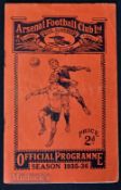 1935/36 Arsenal v West Bromwich Albion Div. 1 match programme 10 April 1936, rusty staple, fair
