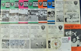 Selection of Hereford United Home Football Programmes 1960s/70s features 65/66 v Weymouth,