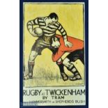 1930s Repro Poster Print Rugby at Twickenham: Fine coloured print, c17" x 12" of Dame Laura Knight's