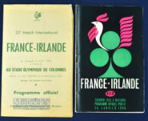 1960/1966 France v Ireland Rugby Programmes (2): 23-6 defeat for the Irish, thin 4pp 1960 edition in