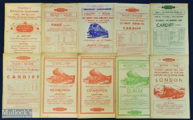 Selection of Rugby Union Railway Handbills 1958/59 season includes Scotland v Wales, Ireland v
