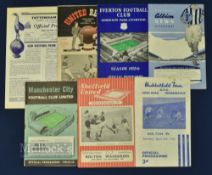 1955/56 Bolton Wanderers away match programmes v Manchester Utd (covers loose), Everton,