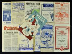 1948/49 Manchester Utd away match programmes Arsenal, Aston Villa, Birmingham City, Bolton Wanderers
