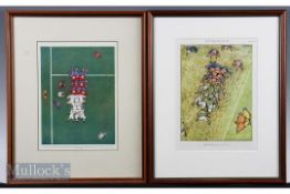 1931/1944 Punch Rugby Prints by 'Fougasse' (2): In 16" x 13" frames, Kenneth Bird's colourful