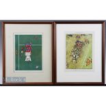 1931/1944 Punch Rugby Prints by 'Fougasse' (2): In 16" x 13" frames, Kenneth Bird's colourful