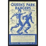 War abandoned season 1939/40 Queens Park Rangers v Portsmouth War league south (B) match programme