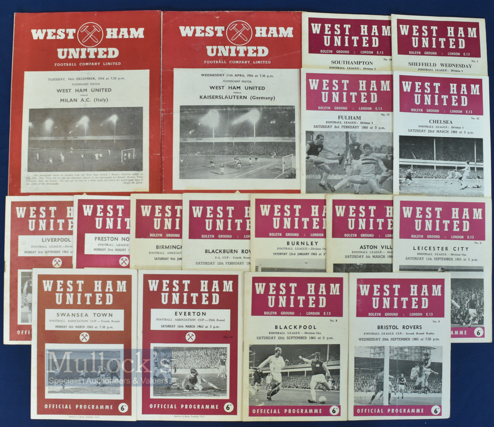 Selection of West Ham United 1960s Football Programmes incl 56 Kaiserlautern (Germany) (floodlight),