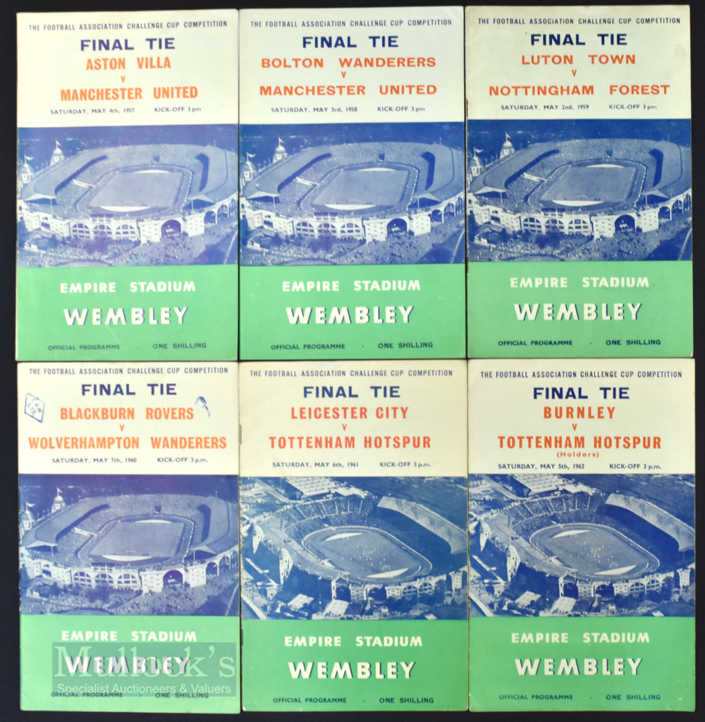 Collection of FA Cup final match programmes to include 1957, 1958, 1959, 1960, 1961, 1962; fair/good