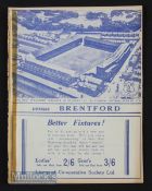 1938/39 Everton v Brentford Div 1 match programme 3rd September 1938; heavy tape to spine,