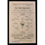 1938/39 Southend Utd 1st public trial match A blues v B Reds single sheet programme 13 August