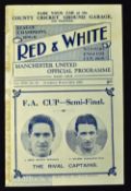1929/30 FAC semi-final at Old Trafford and Manchester Utd official programme issue; Huddersfield