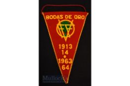 Scarce pennant for the Vizcaya XI v Manchester United 28 May 1964 friendly match in Bilbao;