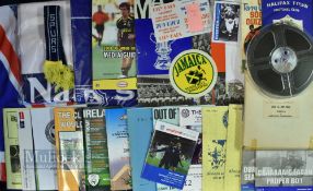 2 boxes of Mixed Football Memorabilia to include scrap books sticker book, pennants, flag,