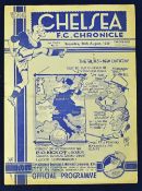 1939/1940 War abandoned season Chelsea v Bolton Wanderers match programme 26 August 1939, fair