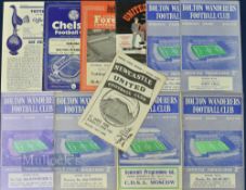 1957/58 Bolton Wanderers match programmes homes v Aston Villa, Manchester United (replacement