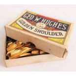 BOX OF GEORGE W. HUGHES GOLDEN SHOULDER PEN NIBS for dip pens, some marked Geo. W. Hughes, Golden
