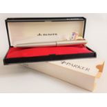 NEW AND UNUSED PARKER 61 FLIGHTER DE LUXE FOUNTAIN PEN in stainless steel with original box with two