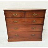 19th CENTURY MAHOGANY CHEST with a moulded top above two short and three long drawers, standing on a