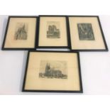 SAULIER Notre Dame de Paris and Paris La Ste. Chapelle, two prints, signed to mounts, both 13cm x