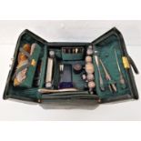 IMPRESSIVE EDWARDIAN TRAVELLING GREEN LEATHER VANITY CASE of Gladstone type, by Goldsmiths &