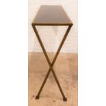 WALL MOUNTING HIGH BAR TABLE the stained mahogany top with antique brass effect frame and X