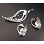 THREE PIECES OF SILVER OLA GORIE JEWELLERY comprising a pendant and matching brooch in the form of