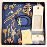 SELECTION OF SILVER AND OTHER JEWELLERY including a pair of heart shaped millefiori glass earrings