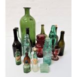 SELECTION OF VINTAGE GLASSWARE including a brown Lucas Limited of Leamington bottle, Seed's of