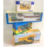 SELECTION OF DIE CAST VEHICLES including a Universal Hobbies Komatsu bull dozer, WSI Liebherr crane,