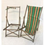 PAIR OF VINTAGE FOLDING DECK CHAIRS one with the original striped material (2)