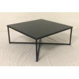 SQUARE METAL FRAMED OCCASIONAL TABLE with smoked glass top, 75cm wide