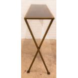 WALL MOUNTING HIGH BAR TABLE the stained mahogany top with antique brass effect frame and X