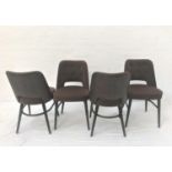 SET OF FOUR FAUX LEATHER AND SNAKESKIN EFFECT BUTTON BACK DINING CHAIRS with shaped backs and seats,