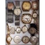 SELECTION OF VINTAGE WRISTWATCHES AND WATCH DIALS/MOVEMENTS including a Keora Super Ancre 17