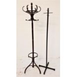 MODERN METAL MINIMALIST HAT/COAT STAND raised on a black cross frame base and black column with