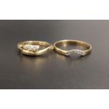 DIAMOND SET NINE CARAT GOLD RING the small diamonds in curved setting, ring size X and approximately