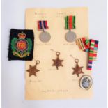 WWII MEDAL GROUP and ribbons awarded to 2986081 Andrew Sharp, The Defence Medal, 1939-1945 War