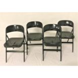 SET OF FOUR FOLDING METAL CHAIRS in grey with pierced decoration (4)
