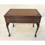 MAHOGANY TABLE CANTEEN with an inset lift up lid revealing a silver plated Kings pattern twelve