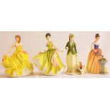 FOUR ROYAL DOULTON FIGURINES including Alexandra HN3286, 21cm high, Sarah HN3852, 21cm high,