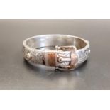 VICTORIAN STYLE SILVER BUCKLE STYLE BANGLE with engraved scroll decoration, Birmingham 1968