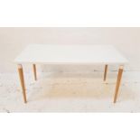 IKEA LINNMON TABLE with a rectangular top, standing on tapering turned supports, 150cm long Note: