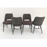 SET OF FOUR FAUX LEATHER AND SNAKESKIN EFFECT BUTTON BACK DINING CHAIRS with shaped backs and seats,